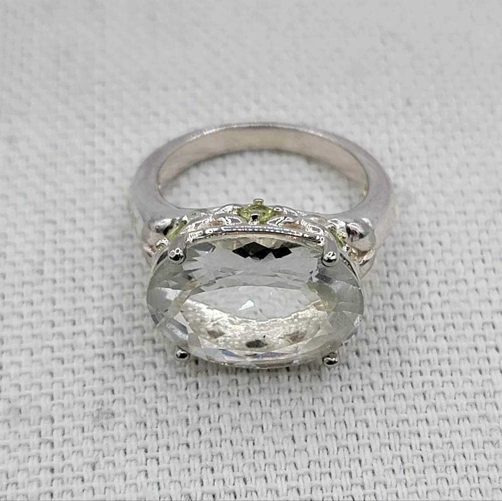 Silver 925 Ring With Green Stones #2351 - Picture 15 of 15